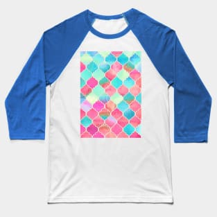 Watercolor Moroccan Patchwork in Magenta, Peach & Aqua Baseball T-Shirt